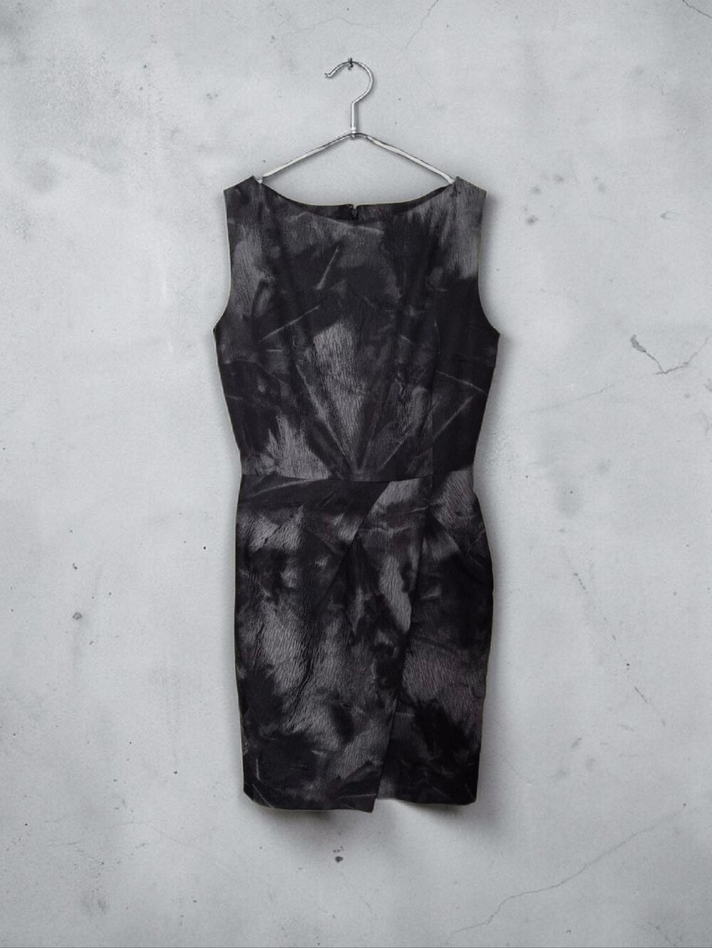 Michael Kors Black and Gray Textured Sheath Midi Dress